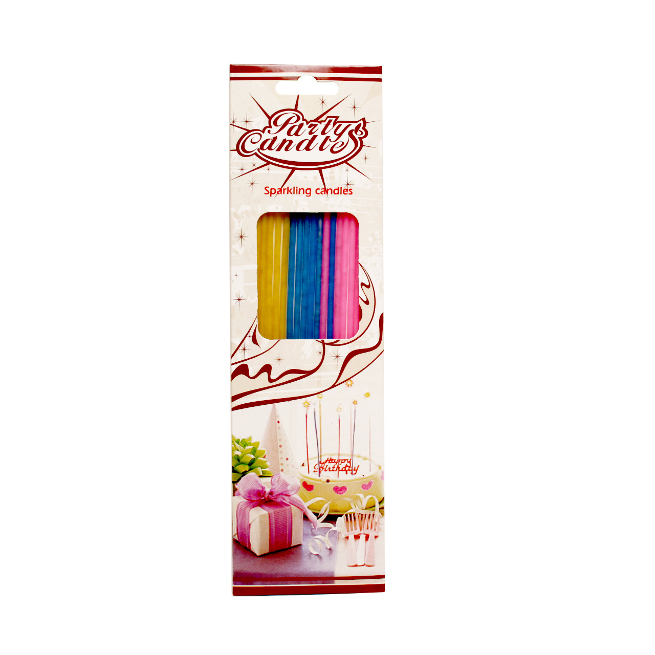 Vela de cumpleaños fábrica al por mayor 18 colorido barra larga pastel clásico vela fina romántica flash cumpleaños pequeña vela