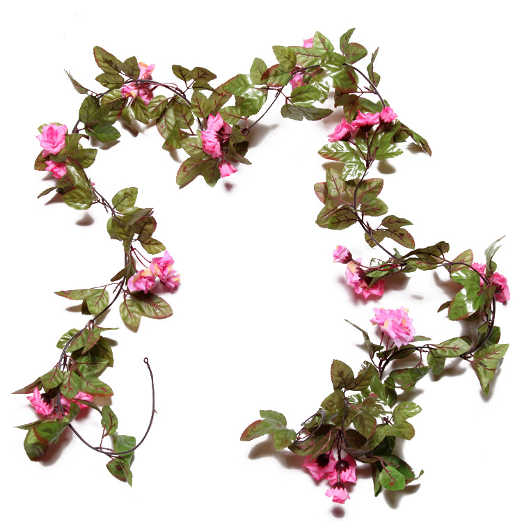 Flor artificial Rosa ratán flor colgante de pared flor artificial ratán techo flor tira flor Vid flor decorativa Flor de seda flor artificial Vid