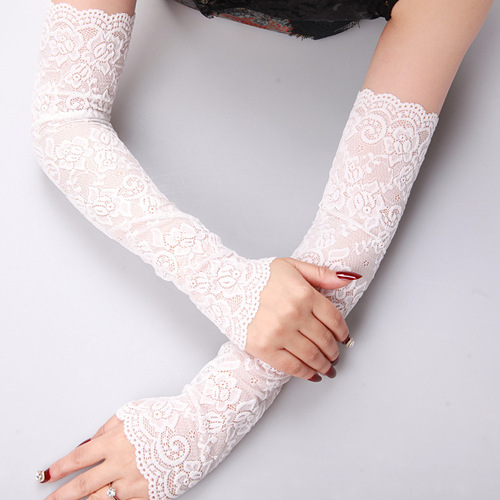 Manufacturer wholesale summer sun protection gloves ice lace sleeves driving UV blocking arm sleeves long fake sleeves