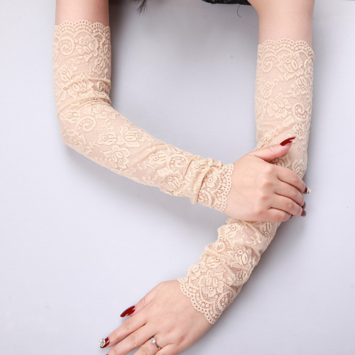 Manufacturer wholesale summer sun protection gloves ice lace sleeves driving UV blocking arm sleeves long fake sleeves