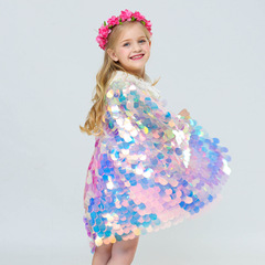 2019 New Girls Mermaid Cloak European and American Foreign Trade Sparkling Beads Cute Princess Sweet Cloak
