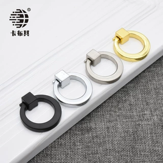 美式哑黑实心拉环把手现代简约衣柜抽屉圆环吊环拉手家具五金配件