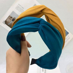 韓國髮飾賈靜雯同款氣質發箍女復古簡約純色交叉打結寬邊洗臉頭箍