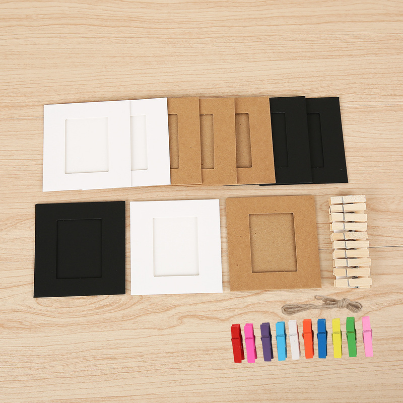 Photo Storage album creative paper hanging photo wall photo frame Kraft Paper 3 inches free clip free hemp rope Photo Storage album creative paper hanging photo wall photo frame Kraft Paper 3 inches free clip free hemp rope