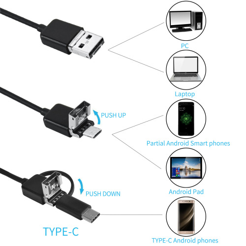3-in-1 TYPE-C USB Android Phone Endoscope 5.5MM 1-meter Endoscope Waterproof Endoscope