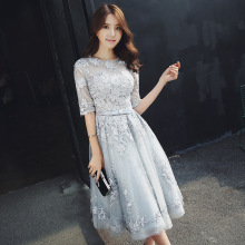 洋装小礼服2025新款宴会聚会姐妹裙姐妹团气质名媛灰色显瘦伴娘服