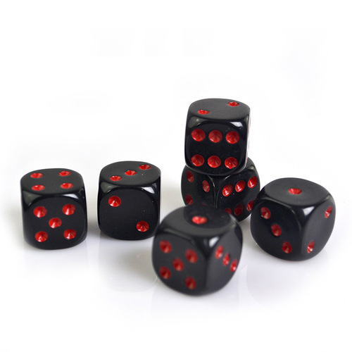 Cross-border supply No. 16 black red dot rounded dice dice sieve board game mahjong accessories 1.6CM