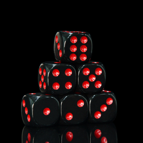 Cross-border supply No. 16 black red dot rounded dice dice sieve board game mahjong accessories 1.6CM