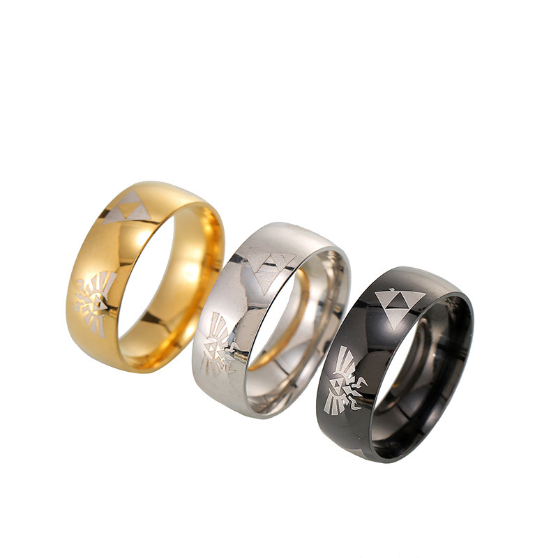 European and American Film and Television Selda Legend Ring Triangle Logo Stainless Steel Ring Animation Peripheral Titanium Steel Ring Wholesale European and American Film and Television Selda Legend Ring Triangle Logo Stainless Steel Ring Animation Peripheral Titanium Steel Ring Wholesale