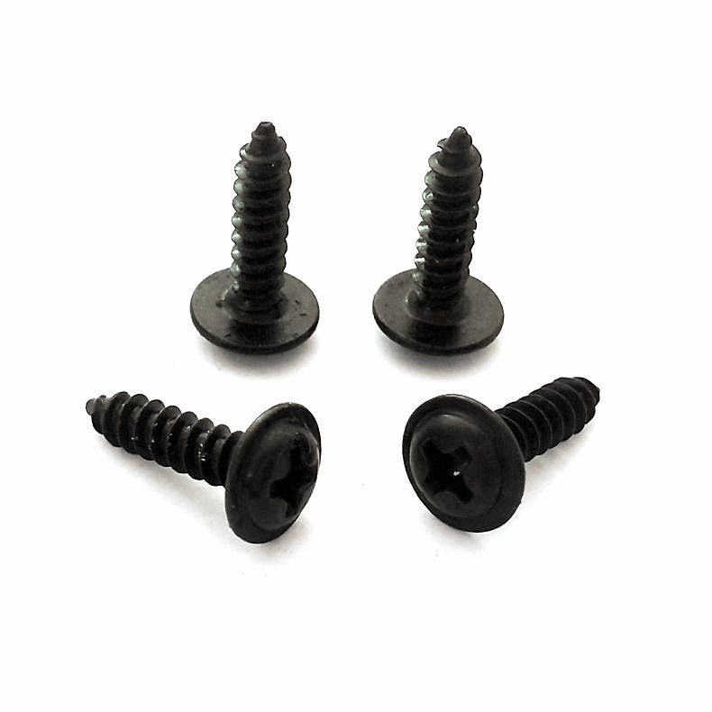 M4 PWA黑色十字圆头带垫自攻螺钉带介螺丝 十字盘头带介自攻螺纹