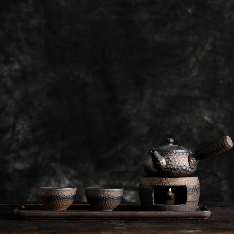 Gres estufa de té caliente japonés hecho a mano vintage té calentador tetera cerámica Kung Fu juego de té caliente traje de té
