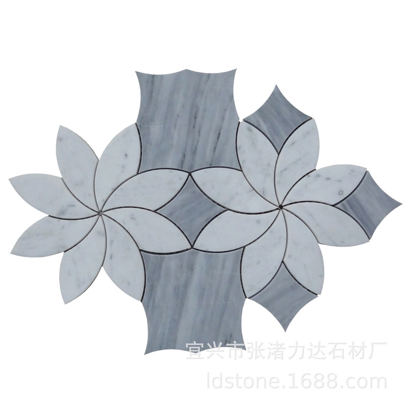 New Design Floral Marble Mosaic Tiles Waterjet Cutting High Quality Wall and Floor Tiles Bathroom Living Room Balcony