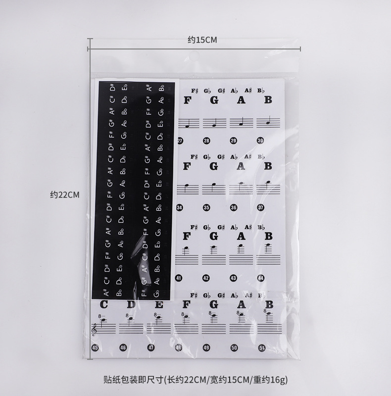 Pegatina de piano de color espectro de cinco líneas espectro simple teclado autodidacta pegatina color Nombre de voz grabar órgano electrónico película de teclado