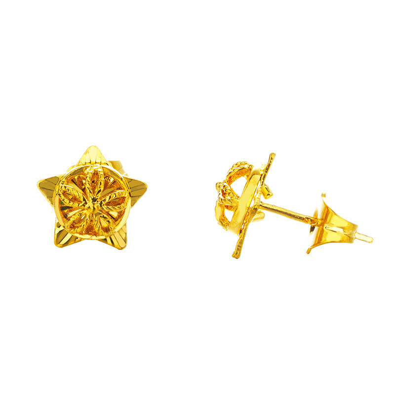 Estilo coreano Vietnam arena oro mezclado doble capa chapado en oro pendientes de encaje de las niñas pendientes anti-sensible pendientes