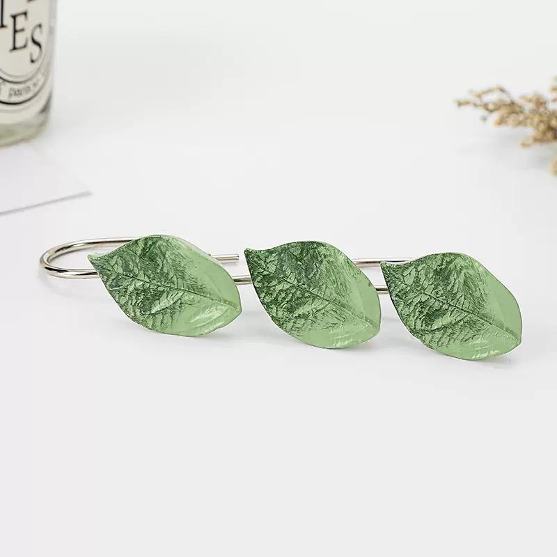 新品树叶形状浴室浴帘挂钩树脂材质浴室浴帘挂钩浴室配件用品批发