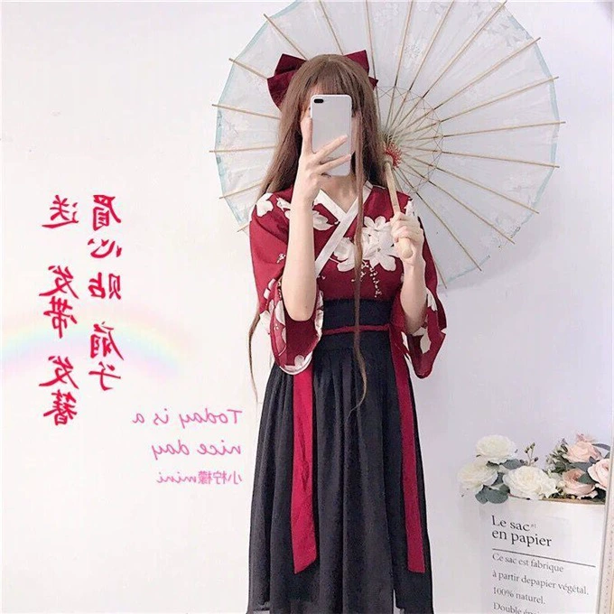 Новая баллада для цветочной комнаты для девочек, улучшенная юбка средней длины с перекрестным воротником в стиле ретро, одежда для студентов