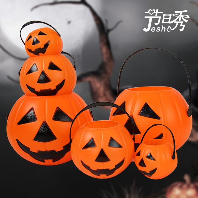 Halloween decorations ghost festival pumpkin lantern party bar children dress up portable pumpkin bucket pumpkin sugar pot
