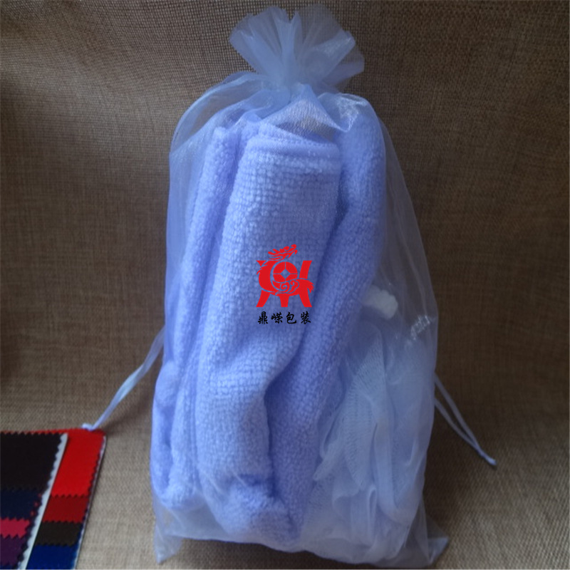 厂家优惠香包收纳袋丝带束口雪纱袋绸带收口柯根纱布袋网眼布袋