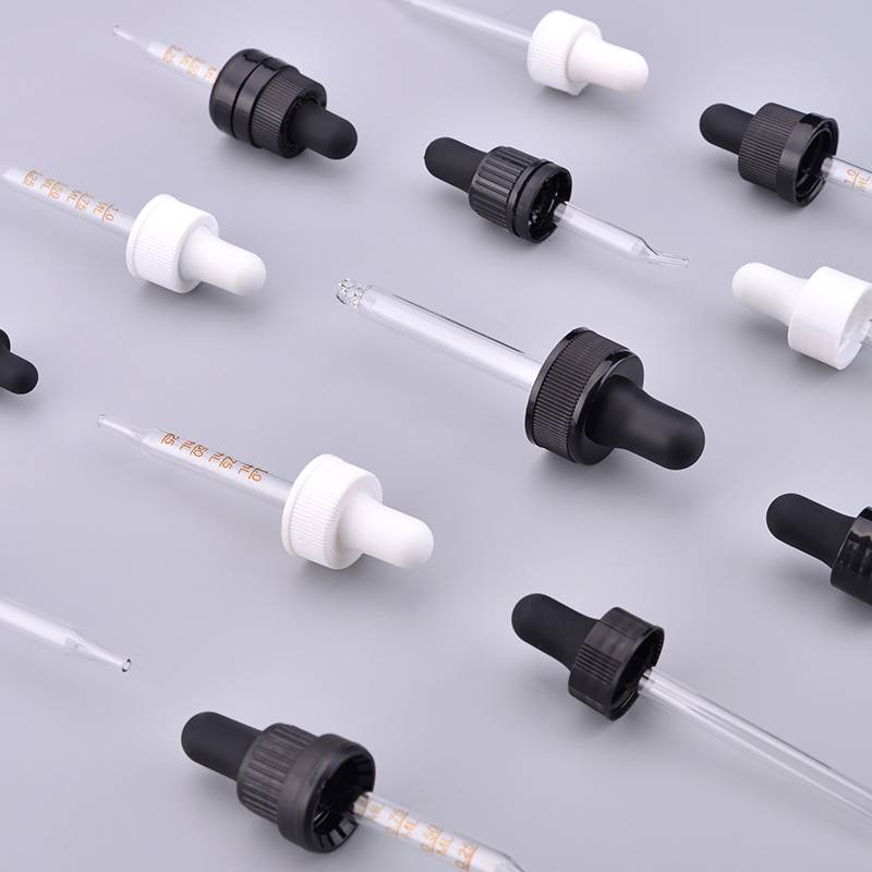 工厂直销 硅胶玻璃滴管 PP精油瓶滴管 可裁剪玻璃管长 胶头滴管