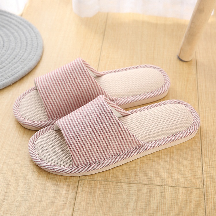 Suministro directo de fábrica zapatillas de interior piso de madera zapatillas de casa hombres y mujeres pareja zapatillas de lino al por mayor