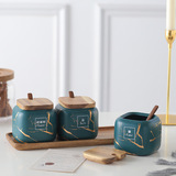 Японская стиль кухня матовая приправа набор резервуара мраморная шаблон керамическая домашняя комбинированная коробка приправа соляные сахар