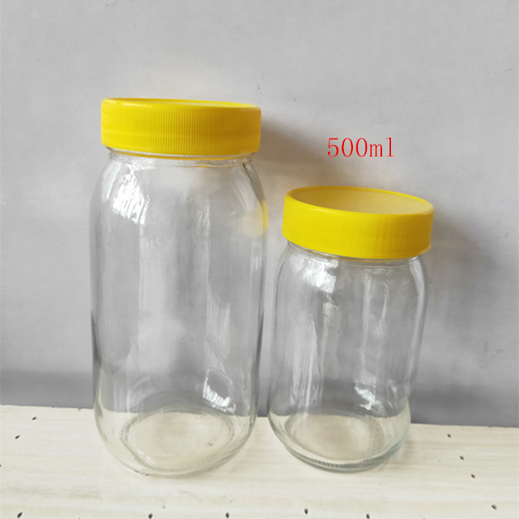 厂部现货直销500毫升圆蜂蜜玻璃瓶辣酱瓶酱菜瓶果酱瓶1000毫升欢