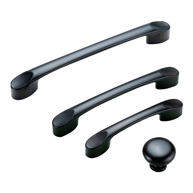 Wardrobe black hardware aluminum alloy handle American simple cabinet door perforated drawer sliding door metal handle