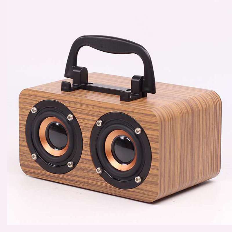 FT-4002 Wooden Wireless Bluetooth Speaker Portable Outdoor Retro Audio Outdoor Small Steel Cannon Gift Processing