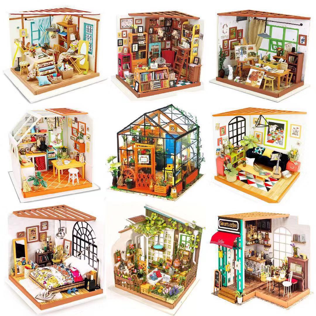 Ruostate Casey Flower Room Bread Coffee Shop Bookstore Art Cabin 3D Jigsaw Assembled Model DIY Gift