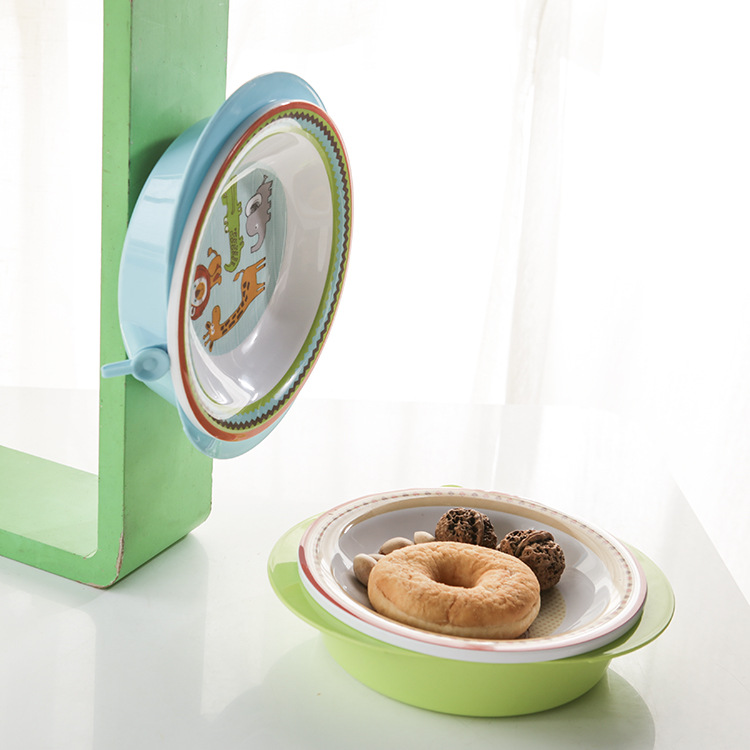 Yookidoo bebé niños dibujos animados frío y caliente fresco-mantenimiento tazón taza de succión tazón resistente a la gota tazón de inyección de agua tazón anti-aspersión tazón de aislamiento