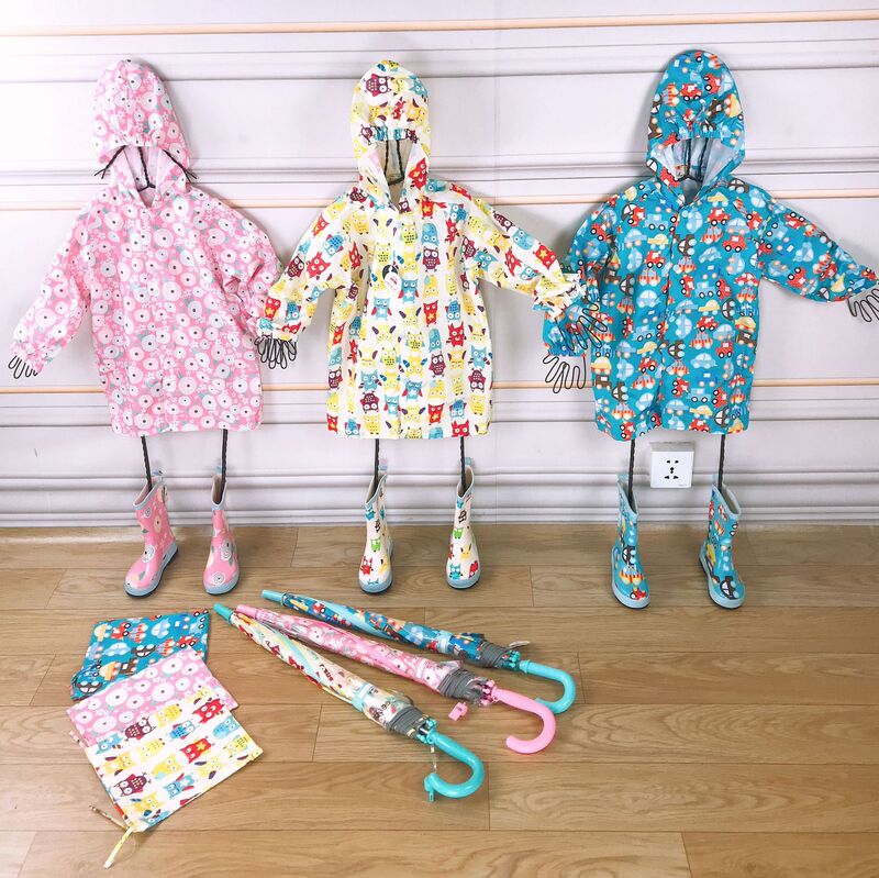 Clearance cross-border ins explosions cute owl car light pu long version 1enbihouse children's raincoat