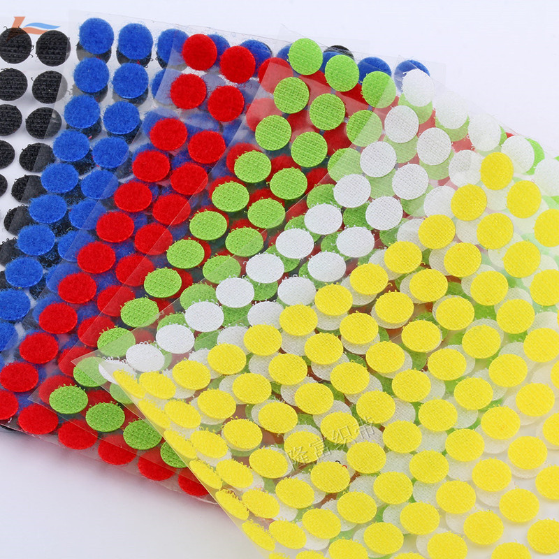 Colorful Dot Velcro Kindergarten Handmade Hook and Loop 10mm 230mm Round Punch-Type Adhesive Velcro