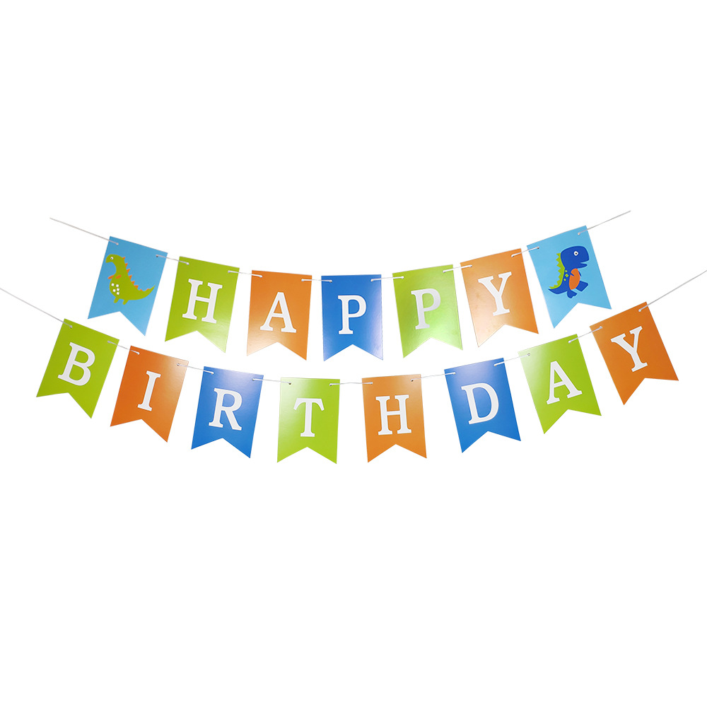 Tema de dibujos animados fiesta cumpleaños tirar de la bandera vehículo de ingeniería feliz birthday cumpleaños dinosaurio camión de bomberos banner