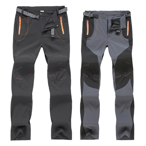 Spring and summer outdoor sports soft-shell assault pants for men, color-blocked, windproof, warm, breathable, fleece, and thickened hiking pants for women