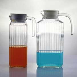 玻璃冷水壶条形水具家用水壶带盖水壶1L厂家直销现货供应冷泡