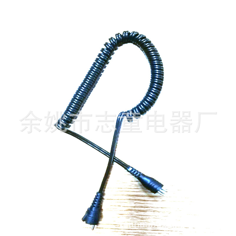 供应电磨头灰色黑色1.8m可拉伸螺旋3芯美甲器2芯牙科打磨机电源线