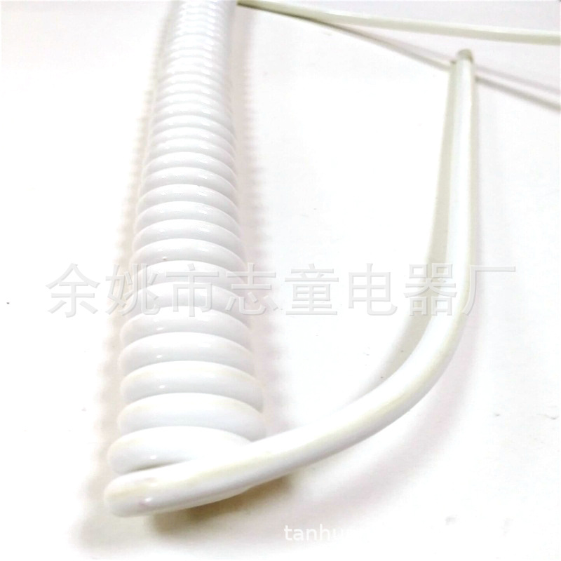 厂家批量生产酒店电吹风插2.5米0.75平方白色弹性体PVC螺旋电源线