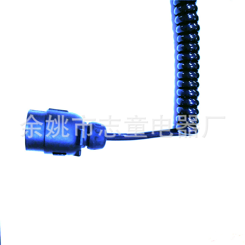 厂家供应大型拖挂户外电源线 15芯一拖二欧洲美式7芯拖车pu弹簧线