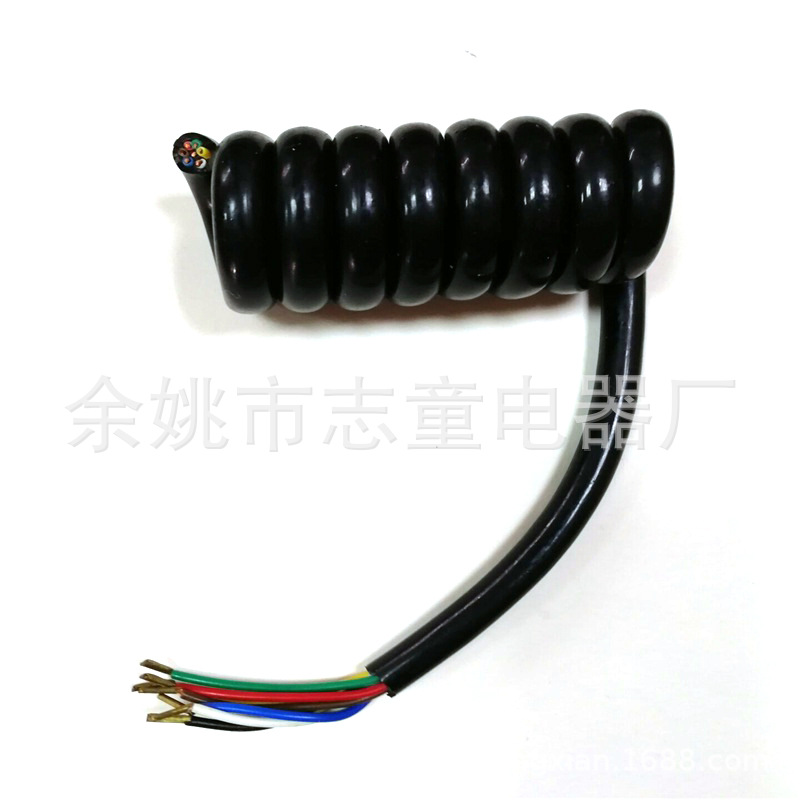 厂家供应大型单芯牵挂车弹弓线7芯车充透明tpu弹簧线15芯螺旋电线