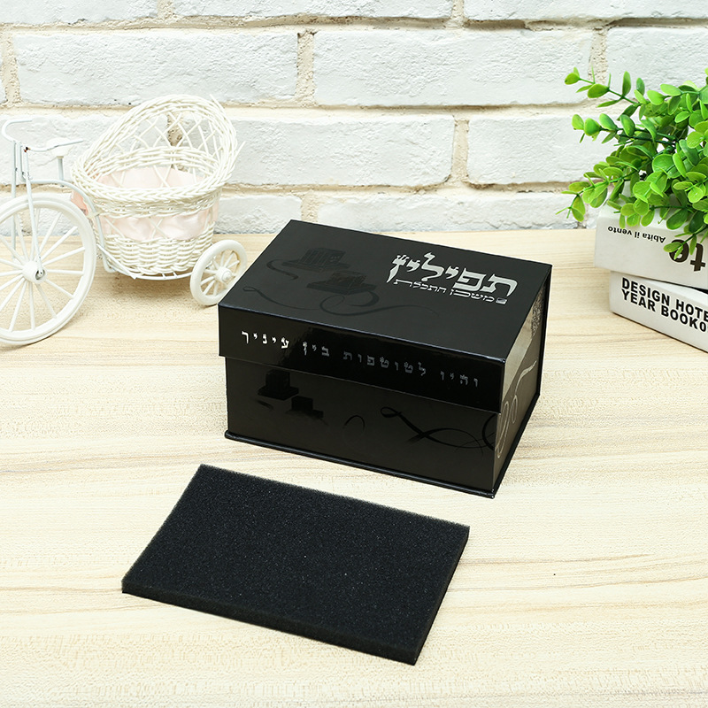 厂家制定翻盖纸盒黑色烫金礼品盒皮带内裤包装纸盒香水摆件包装盒