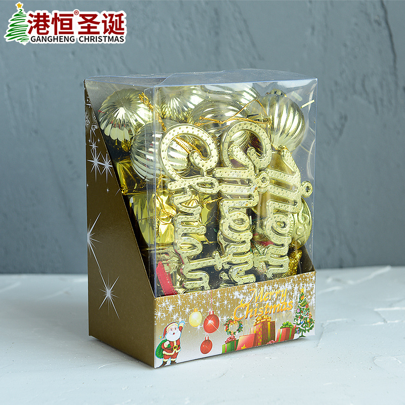 Caja de regalo con adornos navideños, bolas coloridas electrochapadas, bolas de Navidad, adornos para árboles de Navidad, set de regalo, suministros de decoración para escenas navideñas