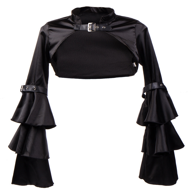 European and American New Lolita Gothic shawl slim-fit dress coat women's long-sleeved satin shawl waistcoat