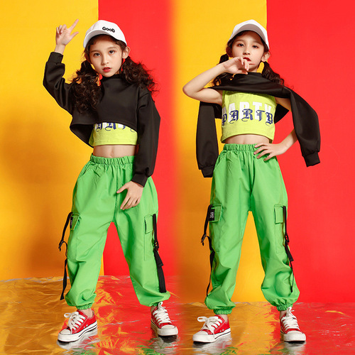 Jazz dance clothing, children's street dance suit, girl's hip-hop hiphop performance clothing, girl's navel-baring performance clothing, 61