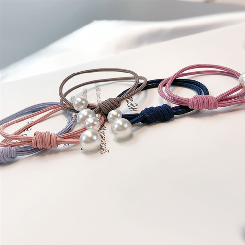 Japanese and Korean basic base small fresh pearl headband hair accessories knotted hair rubber band hair band hair rope for women