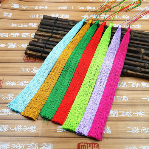 30cm Large-Sized Tassel Pendant Earrings with Flowing Tassels, Fan-shaped Craftsmanship Tassel Accessory, Silk Tassel Line Pendulum Wholesale