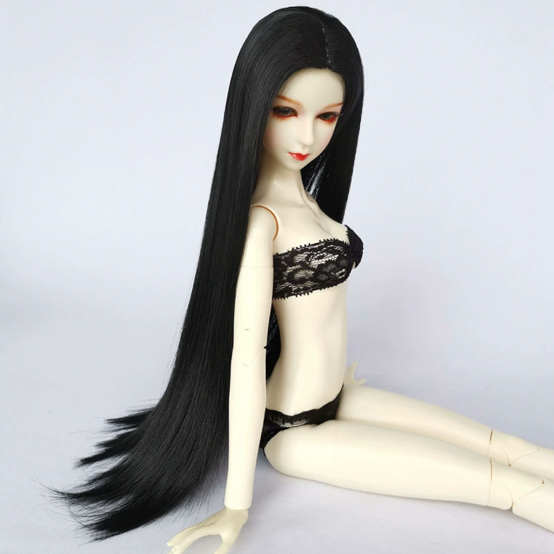 1 | 3 Xinyi кукла кукла Wigs BJD SD3 Псевдо Мао 1 | 4 1 | 6 Высокотемпературный шелк Раздел Черные волосы