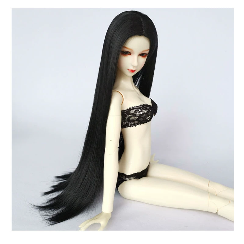 1 | 3 Xinyi кукла кукла Wigs BJD SD3 Псевдо Мао 1 | 4 1 | 6 Высокотемпературный шелк Раздел Черные волосы