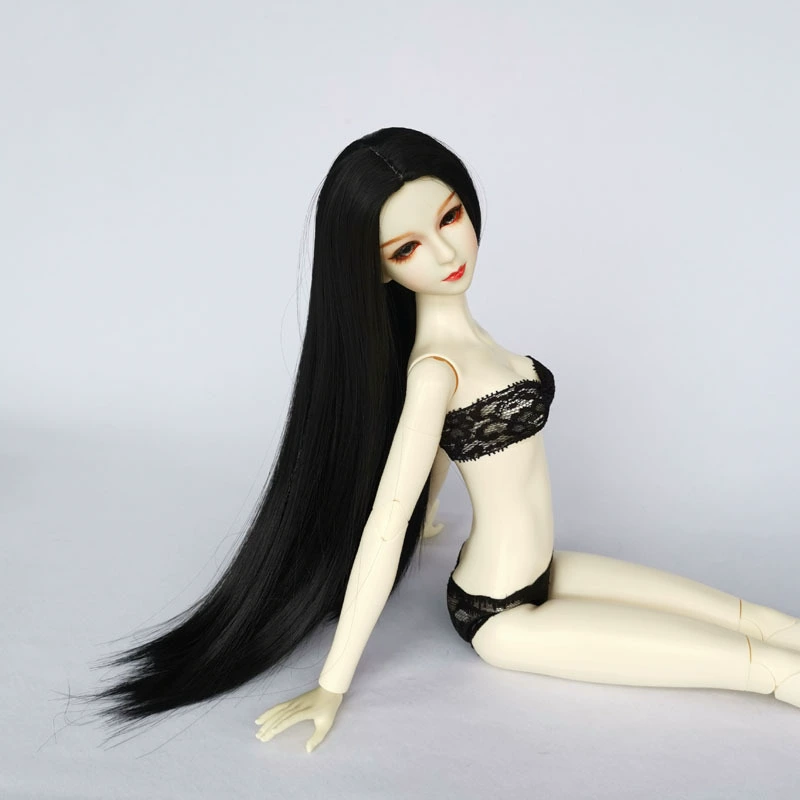 1 | 3 Xinyi кукла кукла Wigs BJD SD3 Псевдо Мао 1 | 4 1 | 6 Высокотемпературный шелк Раздел Черные волосы