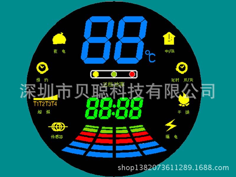 直销供应6565高品质热水器数码屏数码管LED显示屏家电控制器彩屏