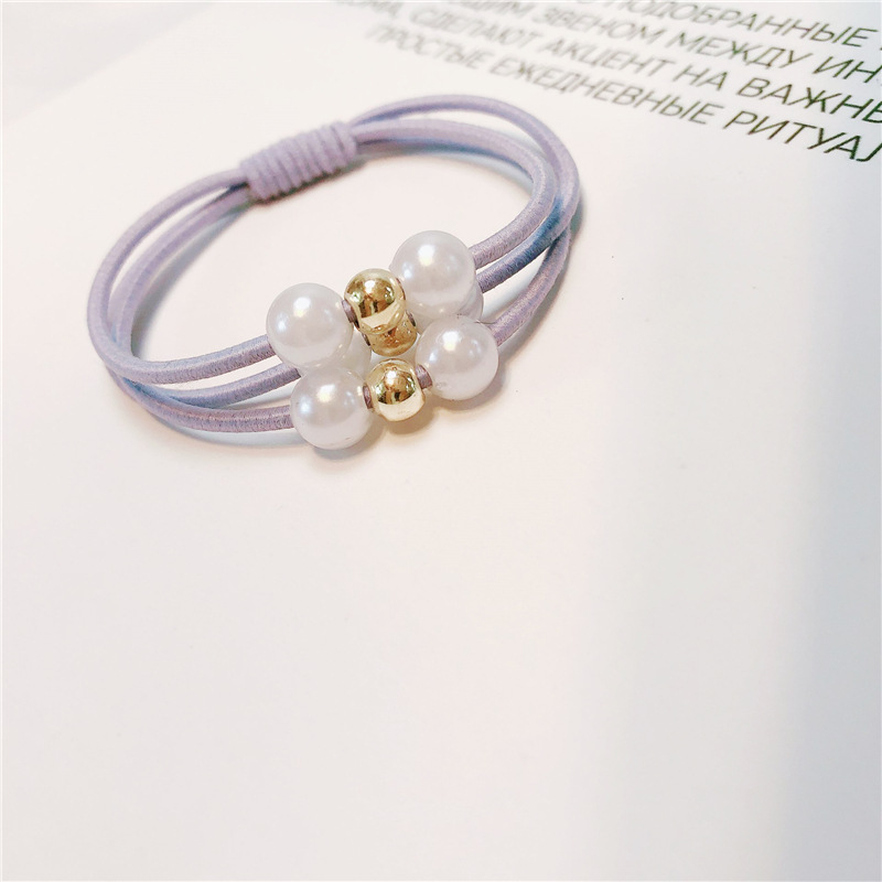 Japón y Corea del Sur lindos anillos de cabello azul pálido chicas amorosas cuerdas de cabeza nudo arco de perlas cordón de goma cuerdas de cabello